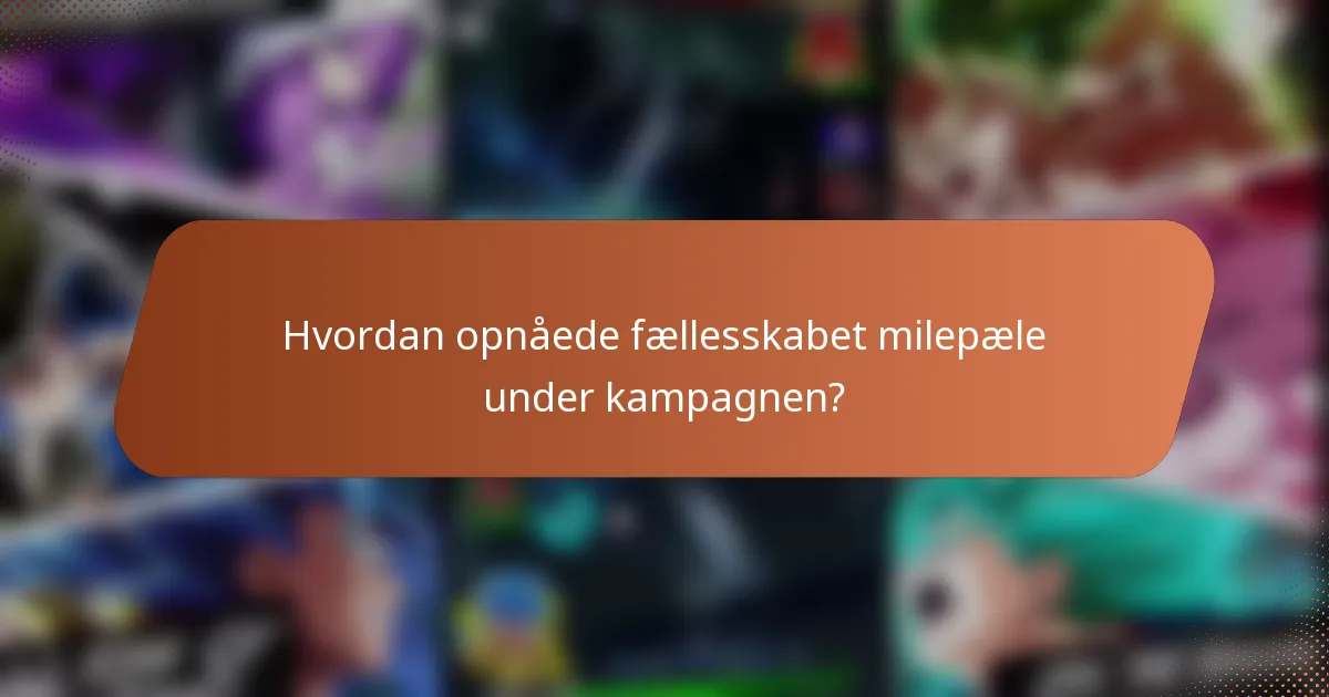 Hvordan opnåede fællesskabet milepæle under kampagnen?