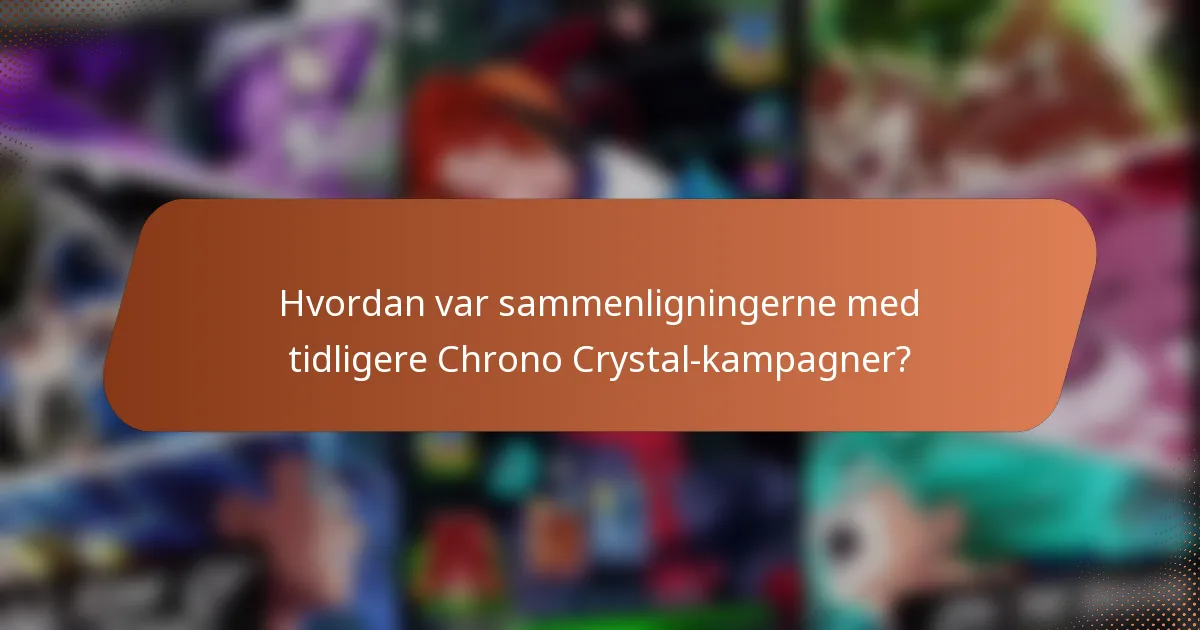 Hvordan var sammenligningerne med tidligere Chrono Crystal-kampagner?